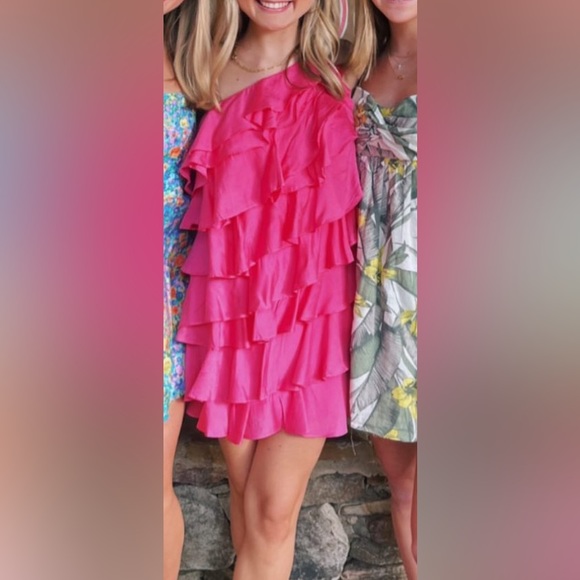 Pink Ruffle Mini Dress - Picture 3 of 3